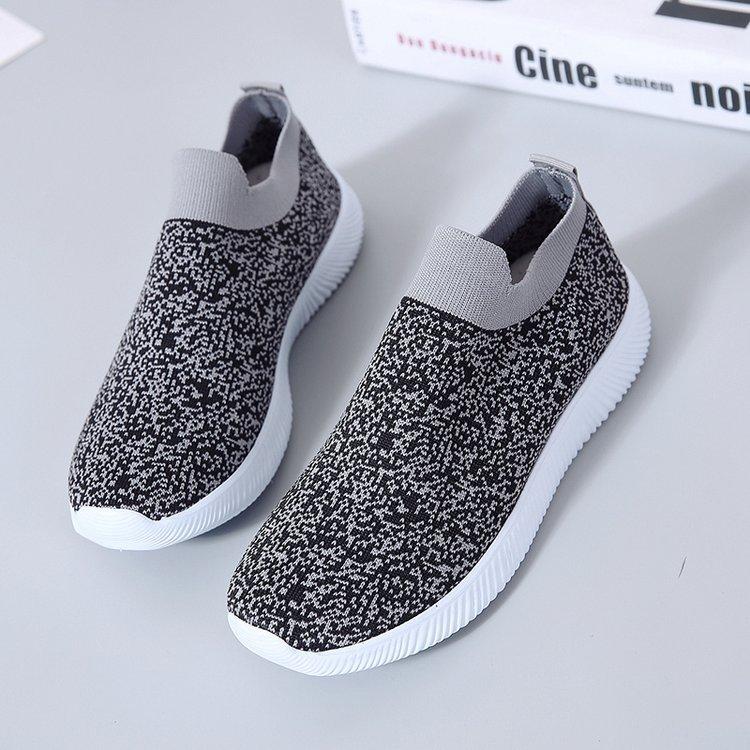 Comfy Summer Flyknit Fabric Flat Heel Sneakers Athletic Casual Shoes