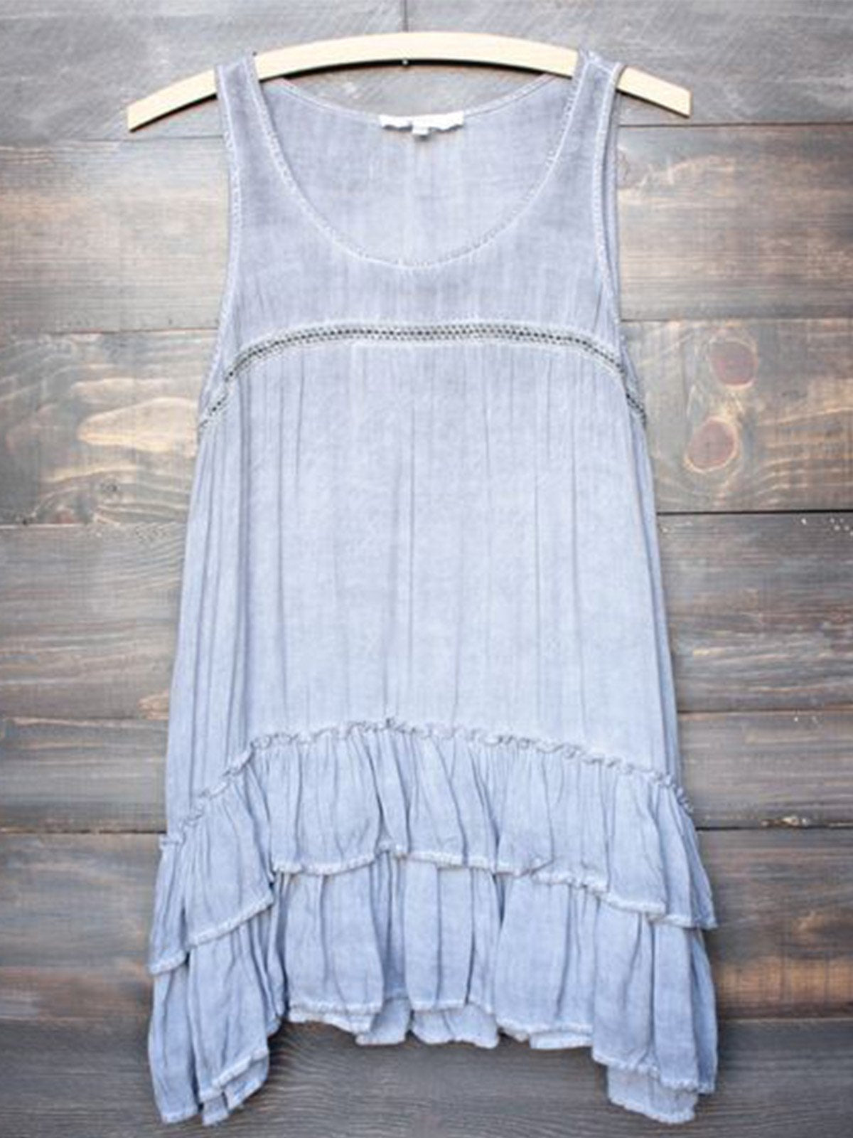 Plus Size Casual Sleeveless Pockets Tops