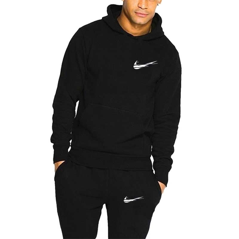 Men's Sportswear Two Piece Set Tracksuit 2020 Fall Winter Fashion Trend Sweatshirts Thick Hoodie