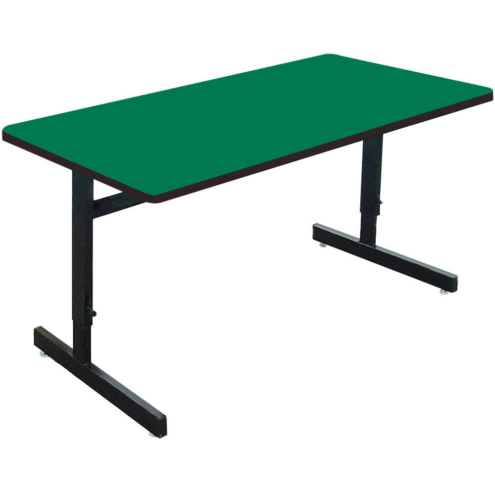Correll Adjustable Height Computer Station Office Table 24-in 72-in, Green