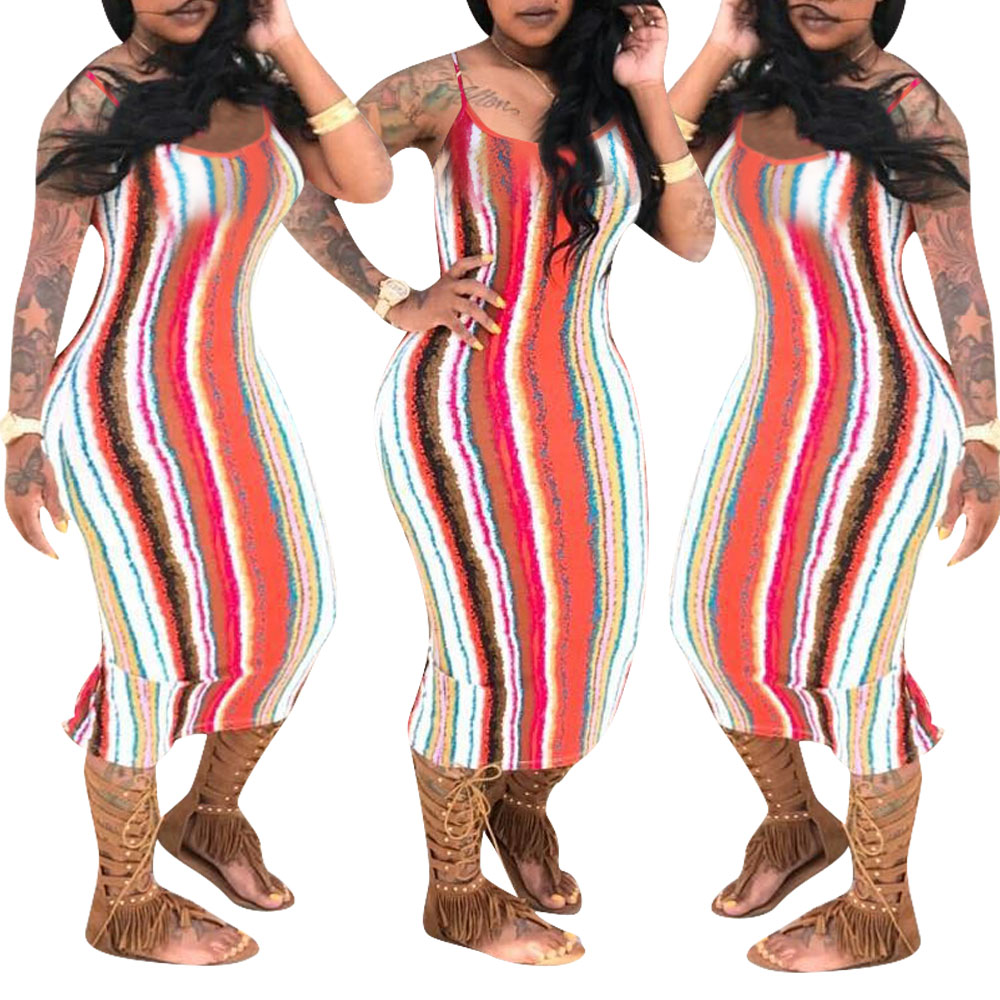 Sexy Colorful Straps Midi Dress