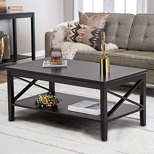 Wood Coffee Table with Storage for Living Room