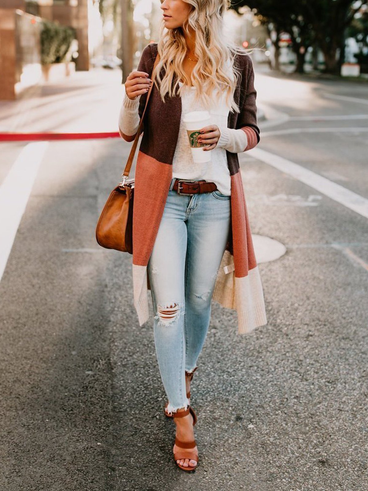 Patchwork Round Neck Cardigan