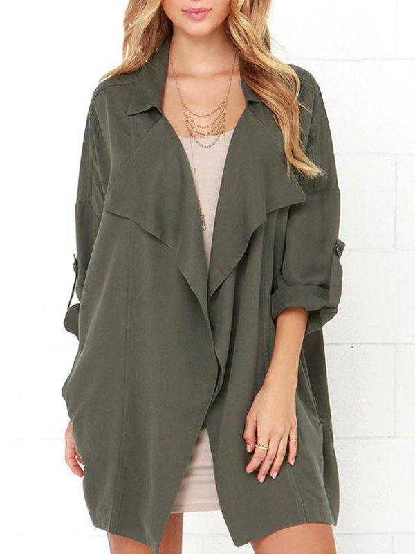 Tailored Collar Casual Solid Color Coat