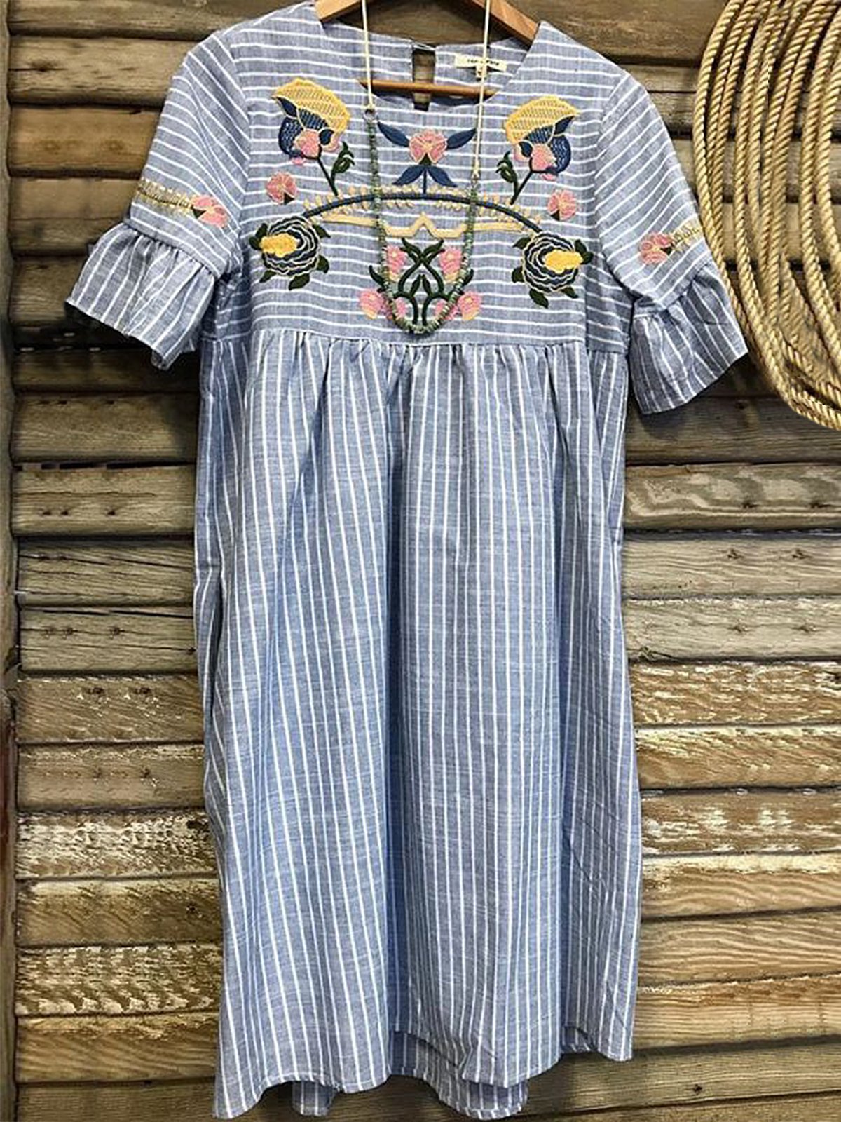 Short Sleeve Crew Neck Printed Casual Dresses