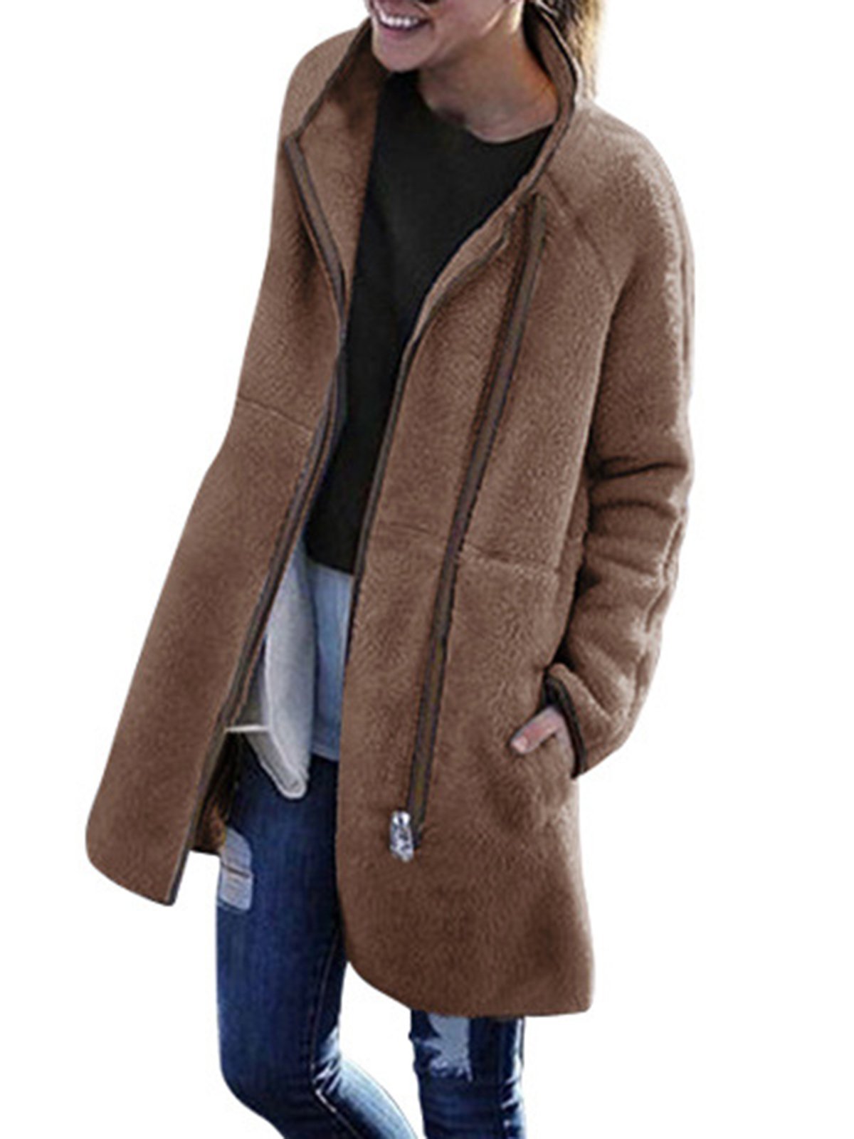 Solid Wool Blend Outdoor Coats