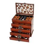 Wooden Jewelry Box Organizer with 5 Layers Case and 4 Drawers/9.9���L x 5.9���W x 9.5���H