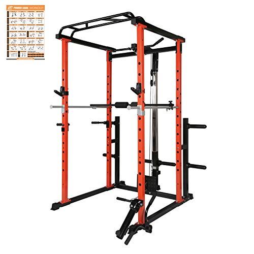 RitFit Power Cage with LAT Pull Down and 360�� Landmine, 1000LB Capacity Power Rack Full Home Gym for Weightlifting