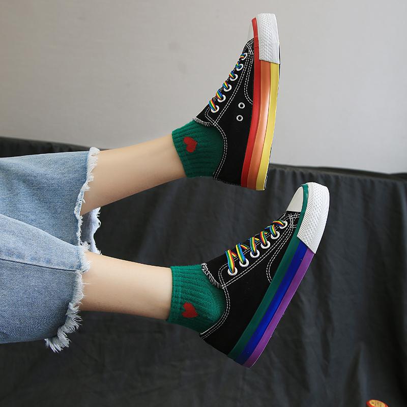 Women's Fashion Casual Personality Color Matching Canvas Sneakers