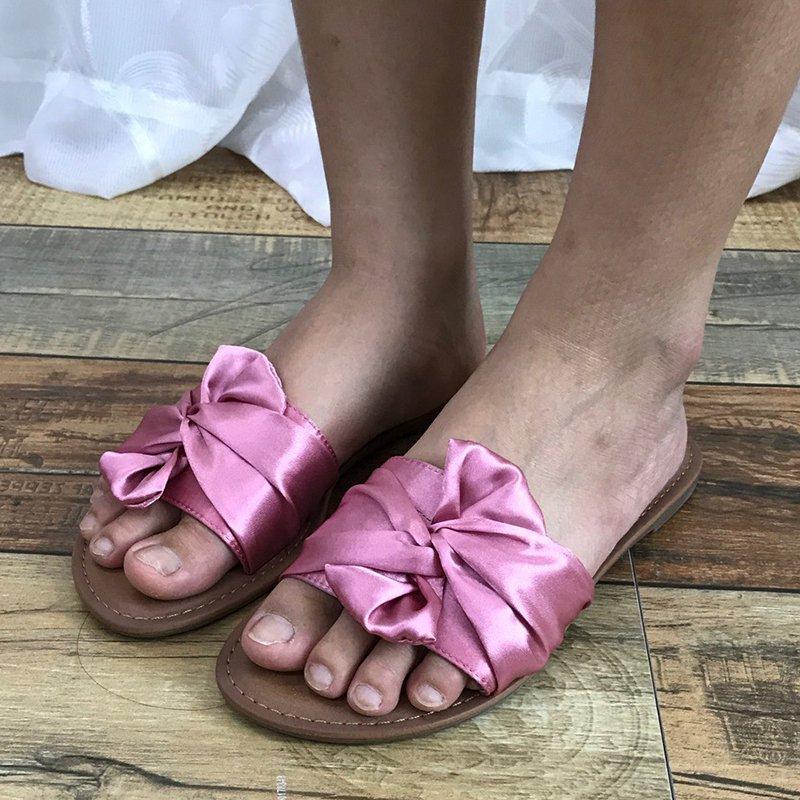 Summer Bowknot Flat Heel Slippers