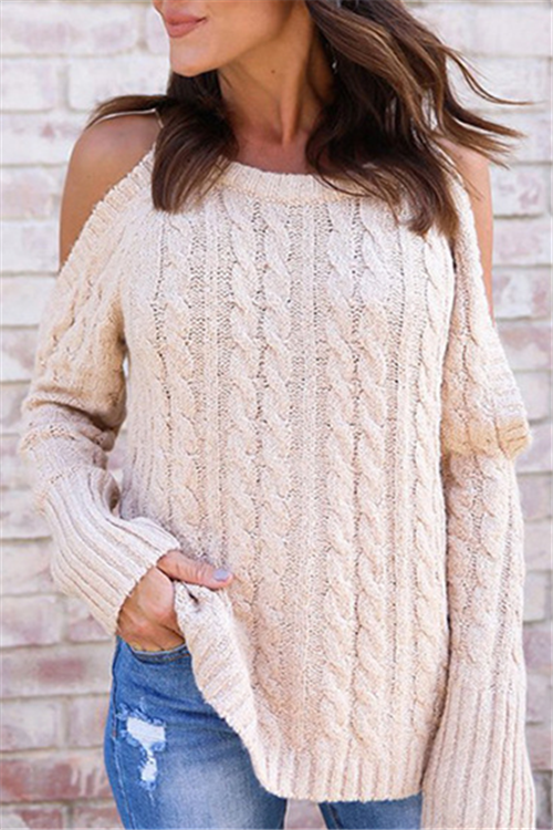 Solid Cold Shoulder Sweater