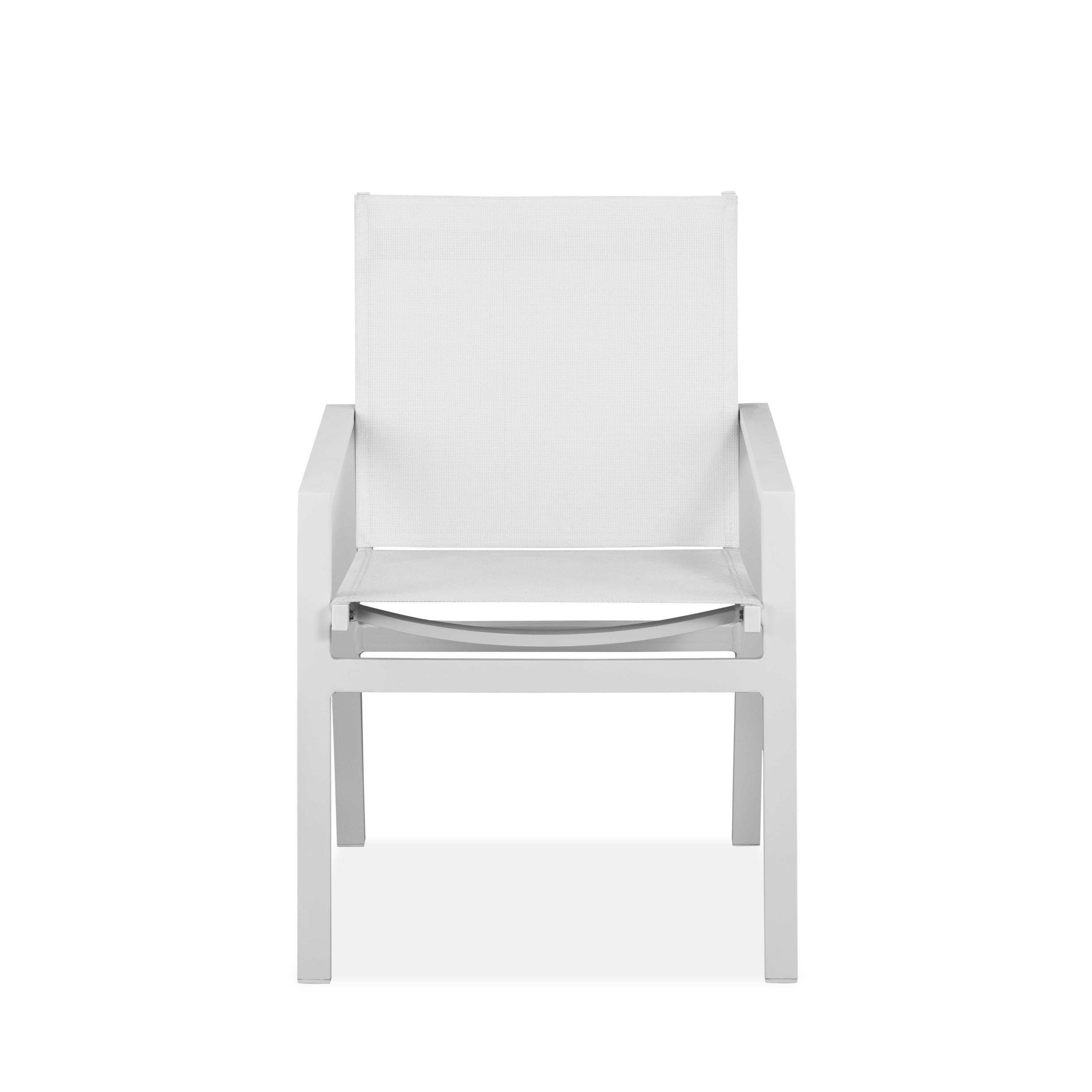 22x22 x 24x22 x 34x22 White Aluminum Dining Armed Chair