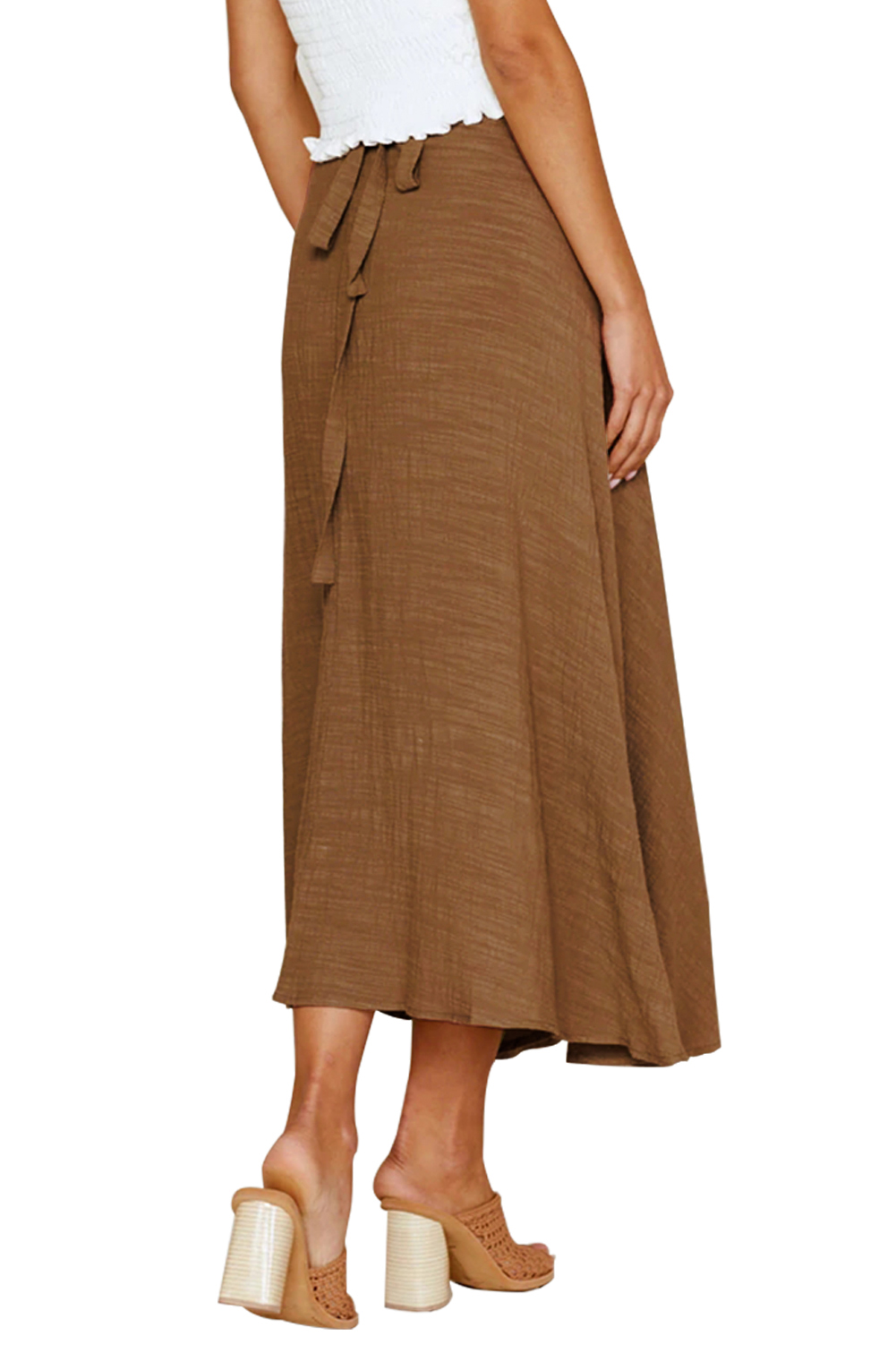 Brown Buttoned Maxi Skirt