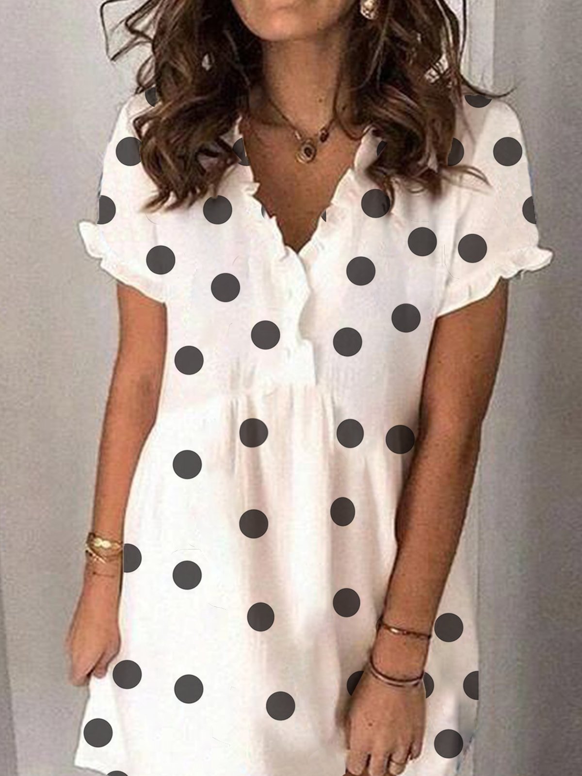 Casual Polka dot short sleeved dress