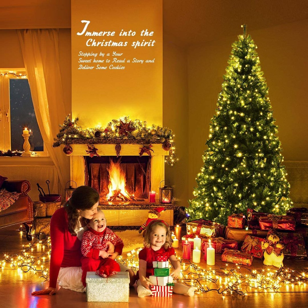 7FT Pre-Lit Artificial Christmas Tree Auto-Spread