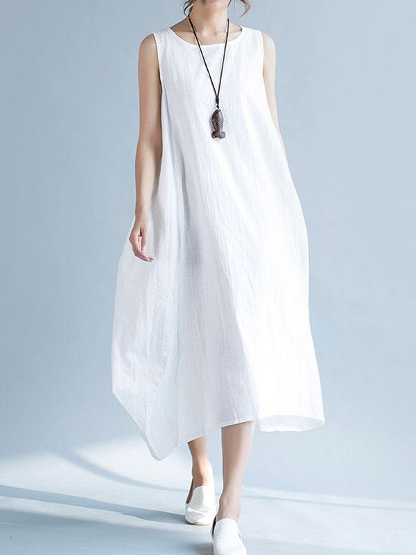 Plus Size Sleeveless Linen Maxi Dress