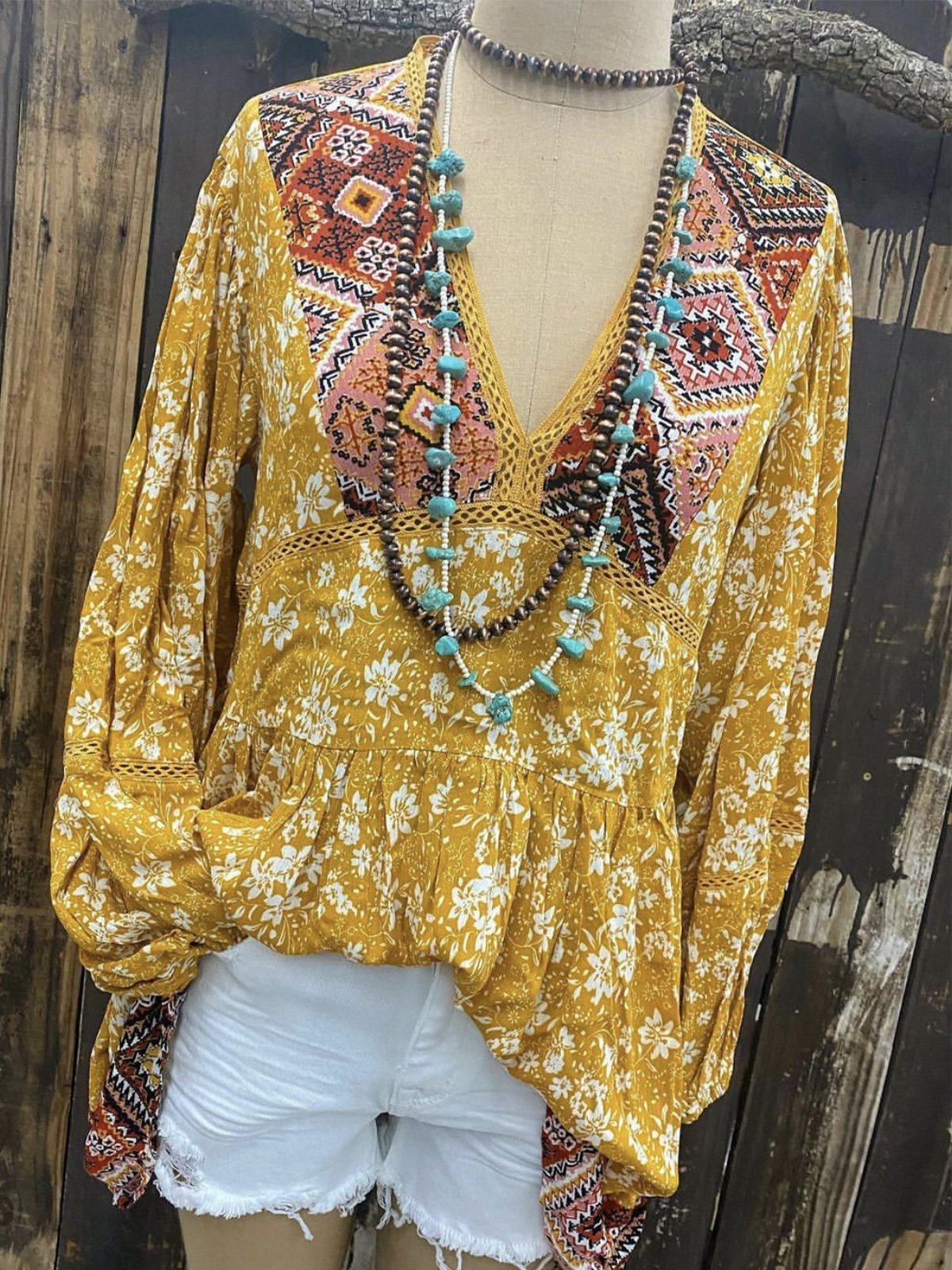 Floral Boho Chiffon Shirts & Tops