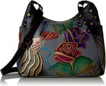 Anna By Anushka Hand painted Large Multi Pocket Hobo, Rose Safari Grey