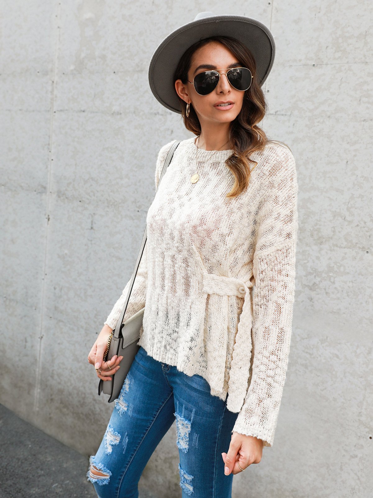 Long Sleeve Crew Neck Shift Shirts & Tops