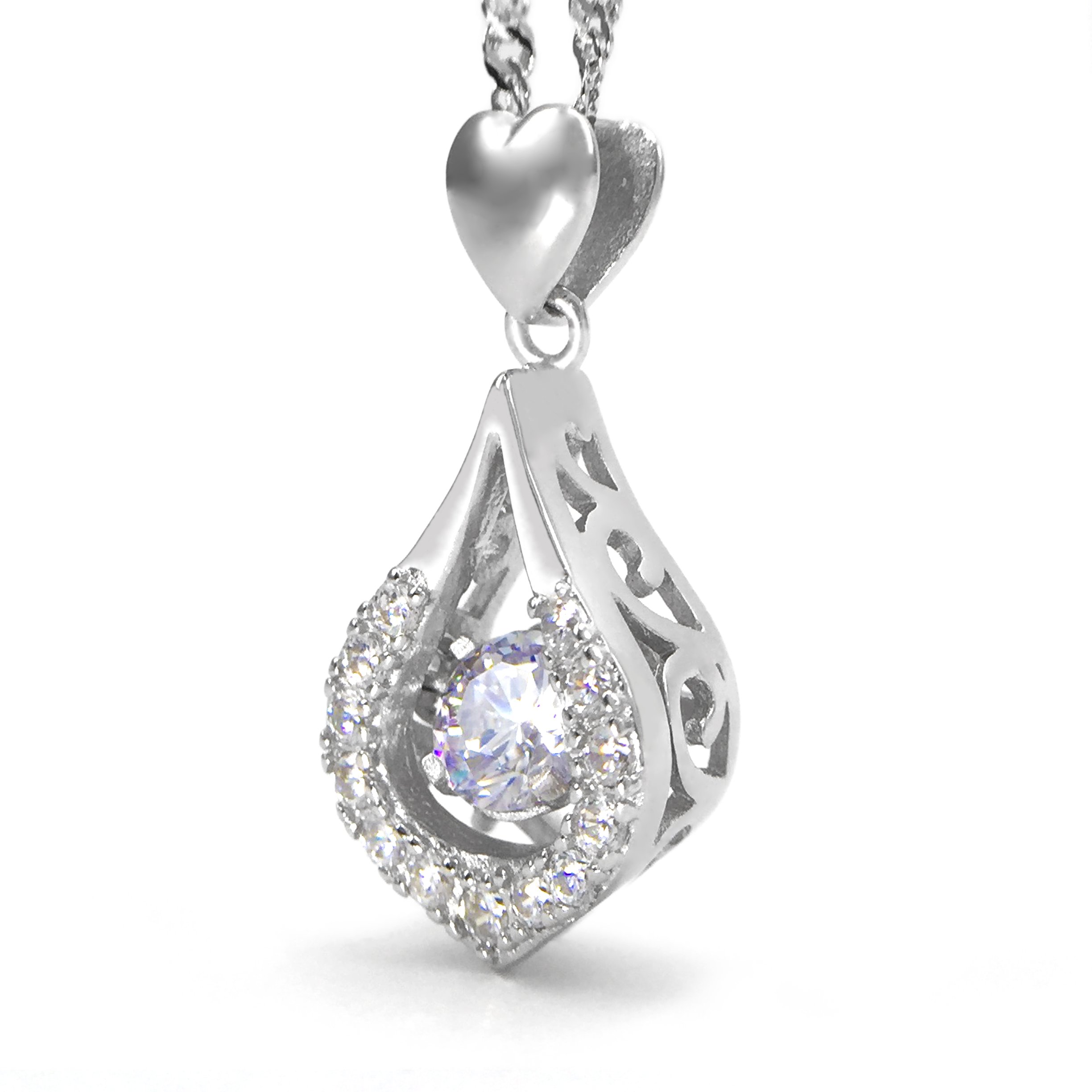 You Are The One Designer Jewelry Twinkling Heart Collection Sterling Silver Pendant Necklace