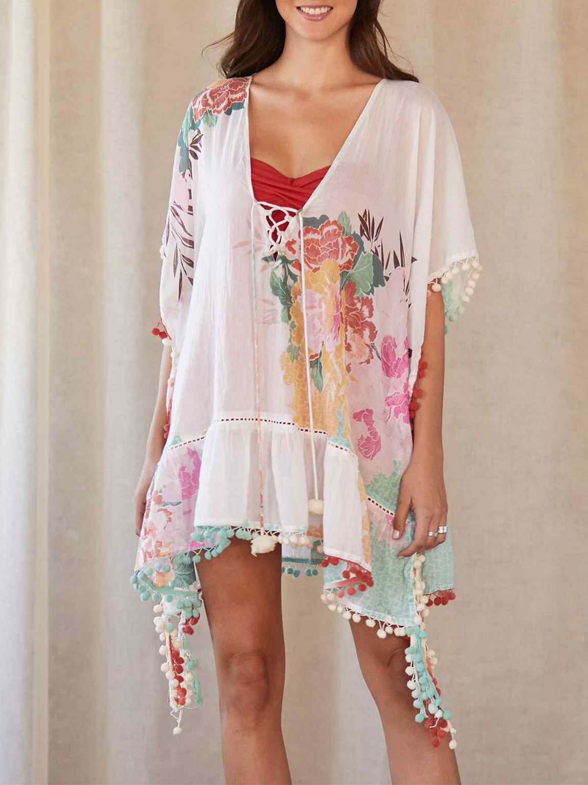 Casual Shift Short Sleeve V Neck Dresses