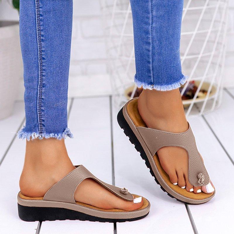 Women Casual Summer Comfy Thong Slip On Wedge Sandals