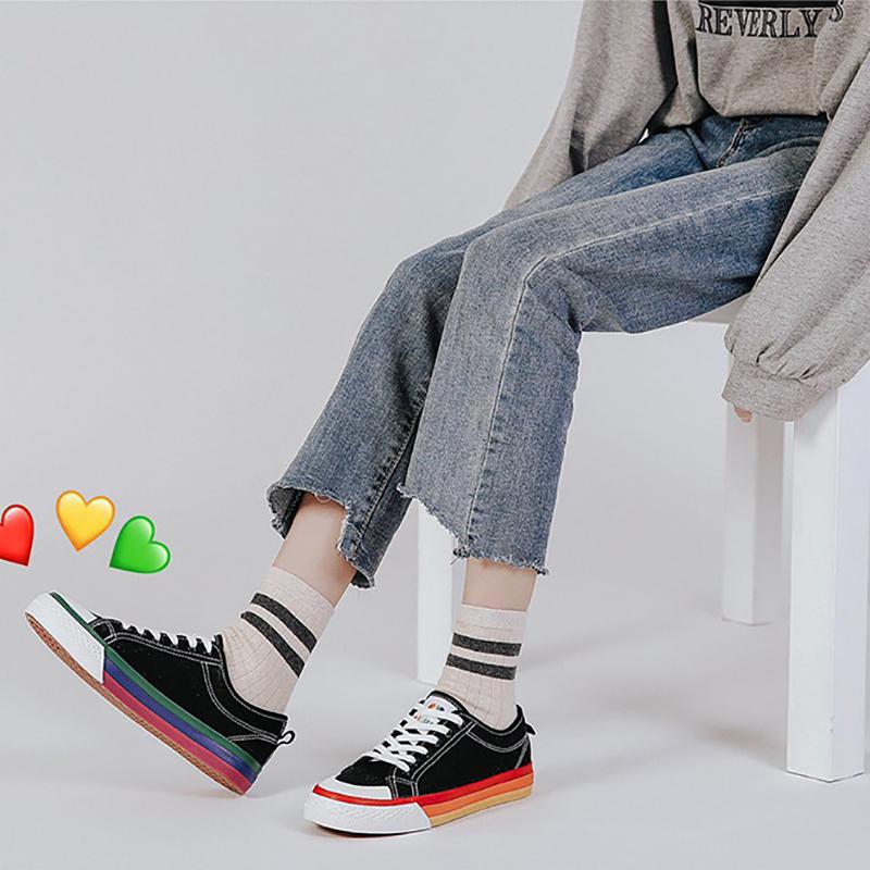 Women's Fashion Trend Color Matching Flat Canvas Sneakers