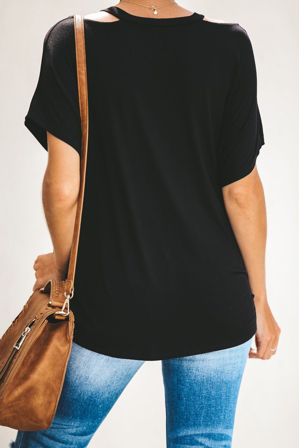 Black Cut out Drape Tee