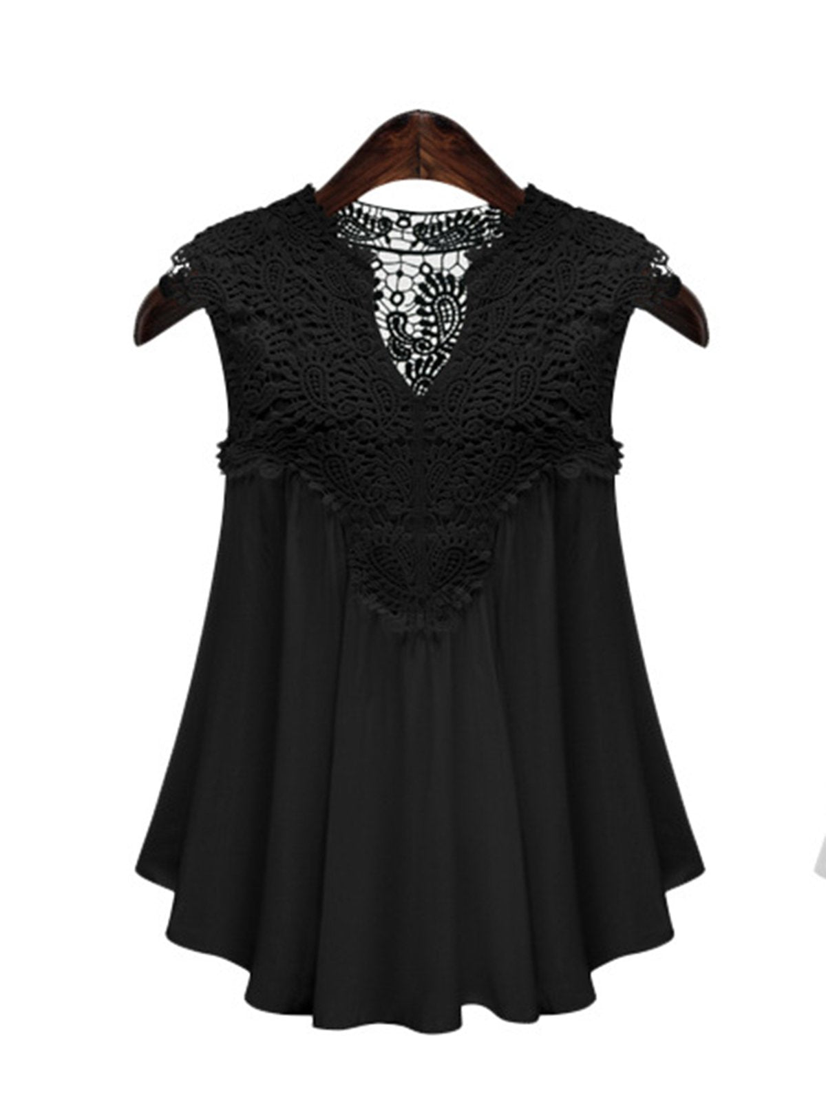 Casual V-Neck Chiffon Guipure lace Plus Size Blouse