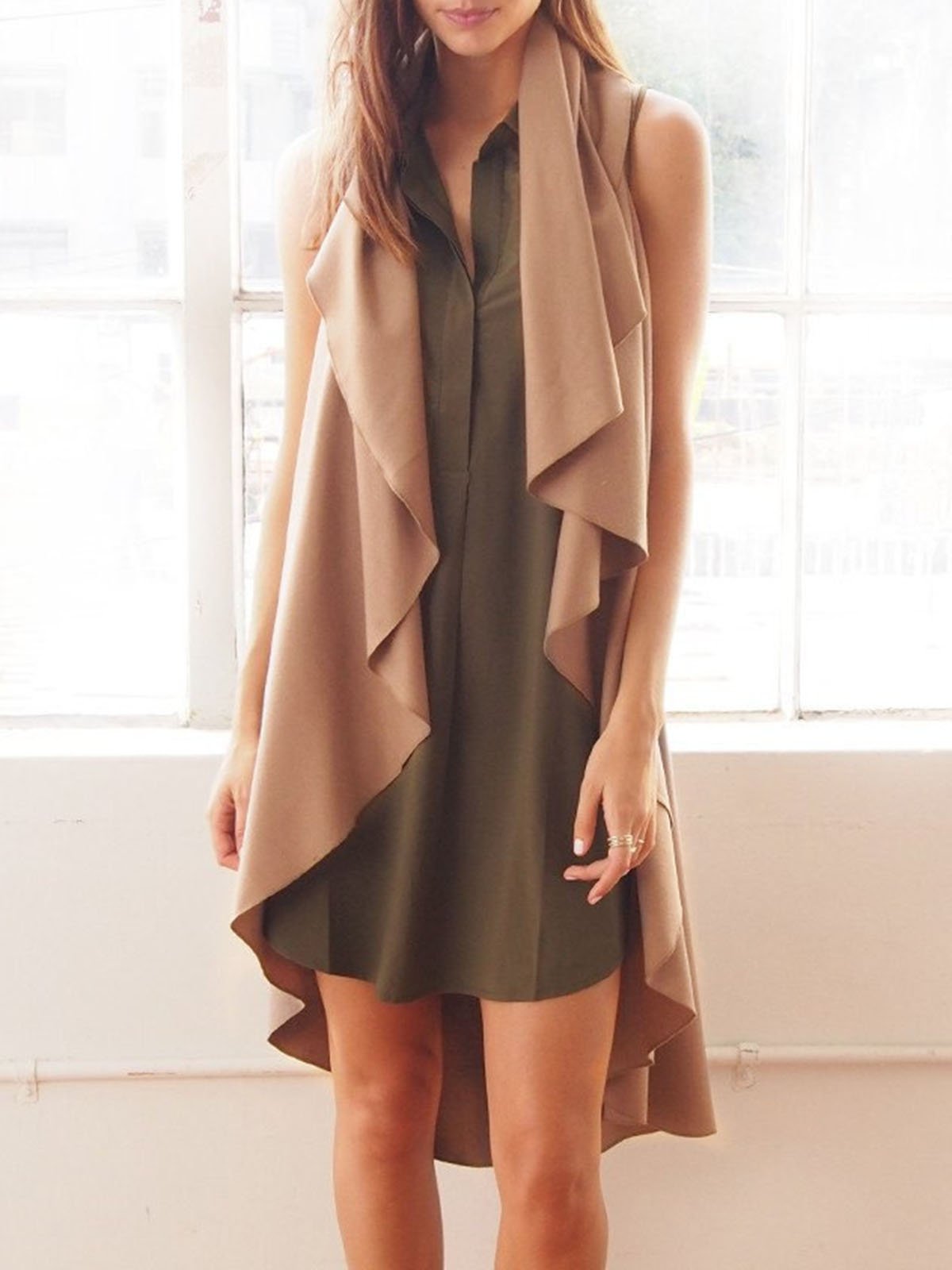 Sleeveless Casual Asymmetric Cotton Cardigan