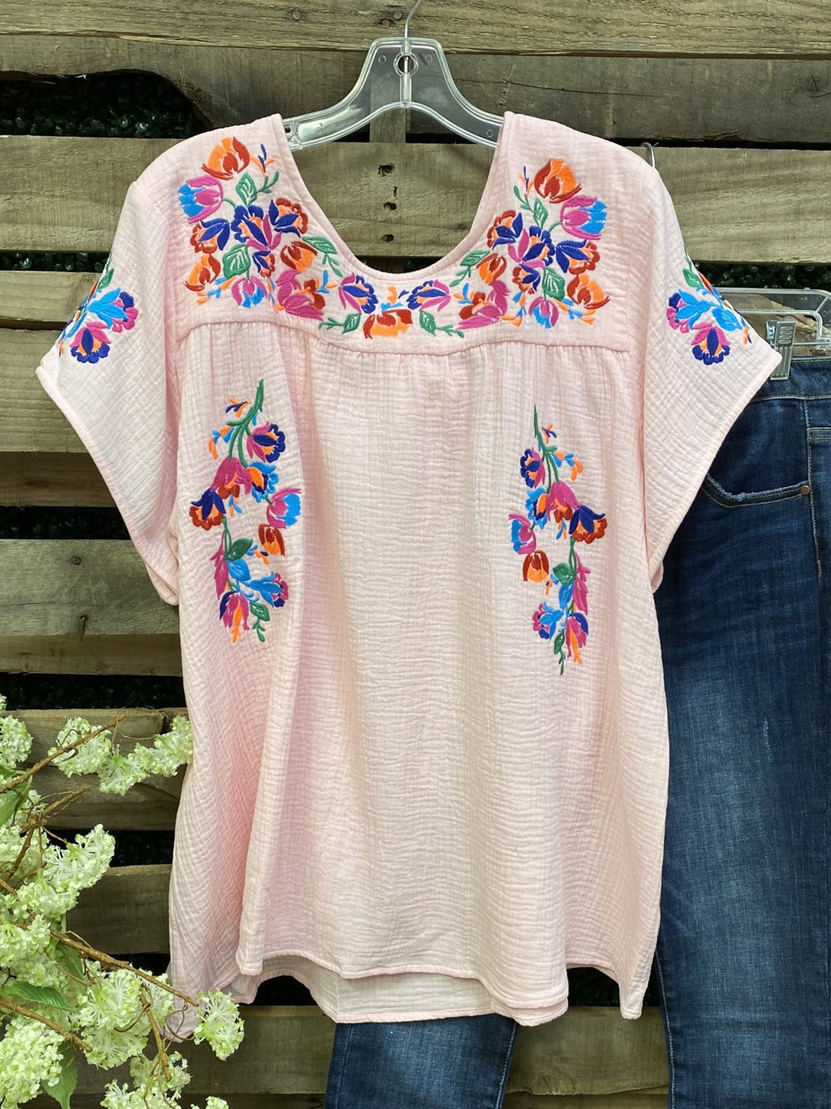 Printed Short Sleeve Floral Shift Shirts & Tops