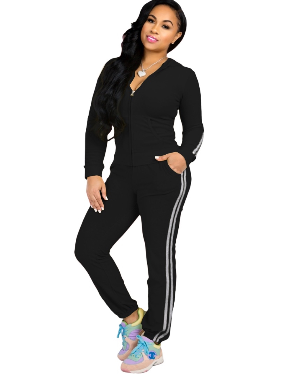 Fall Blank Pockets Hoodie Tracksuit