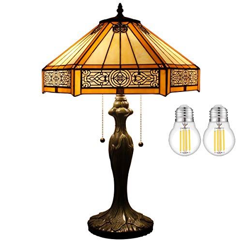 Industrial Metal Base 24��� Tiffany Table Lamp for Living Room/LED Bulb Included