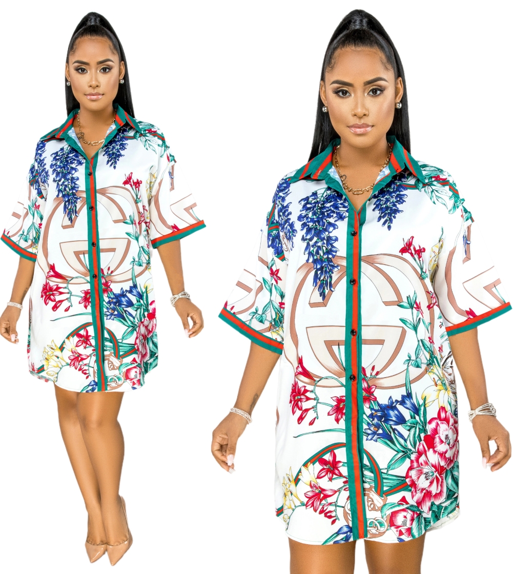 Summer Print Retro African Long Blouse