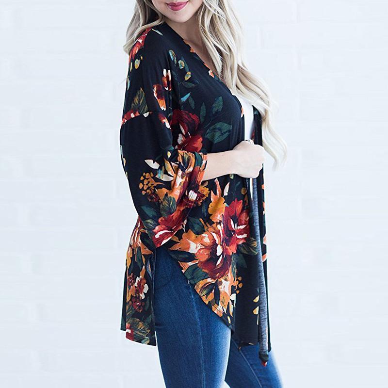 Floral Printed Flare Sleeve Cardigans