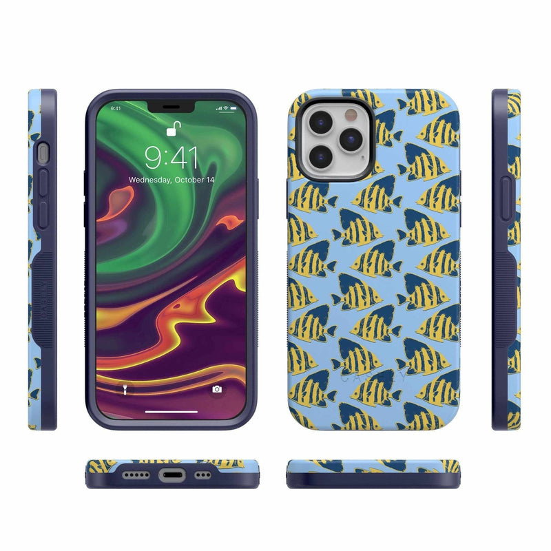 Something's Fishy Navy Blue & Yellow Fish Print Case