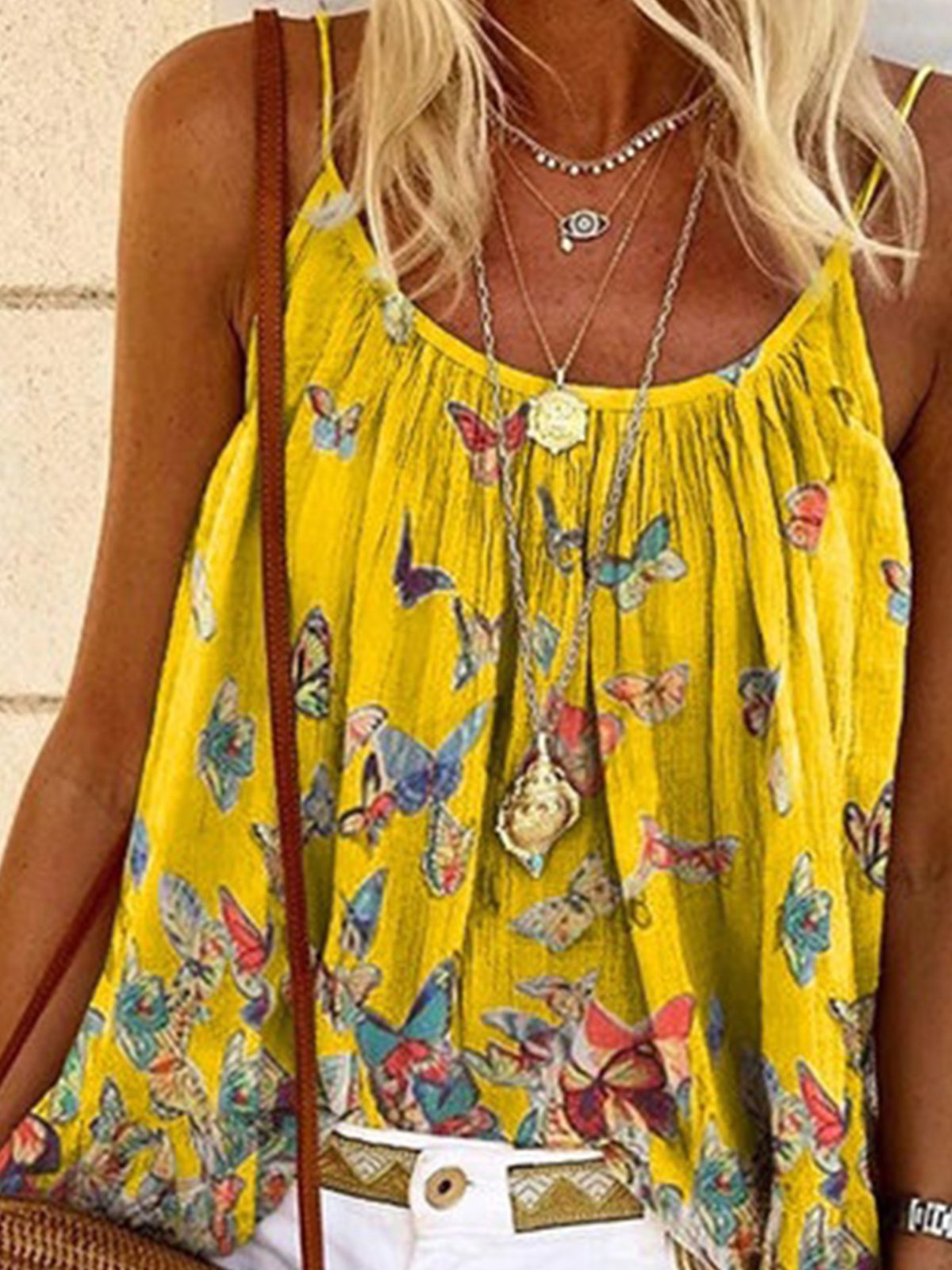 Casual Sleeveless Printed Shirts & Tops