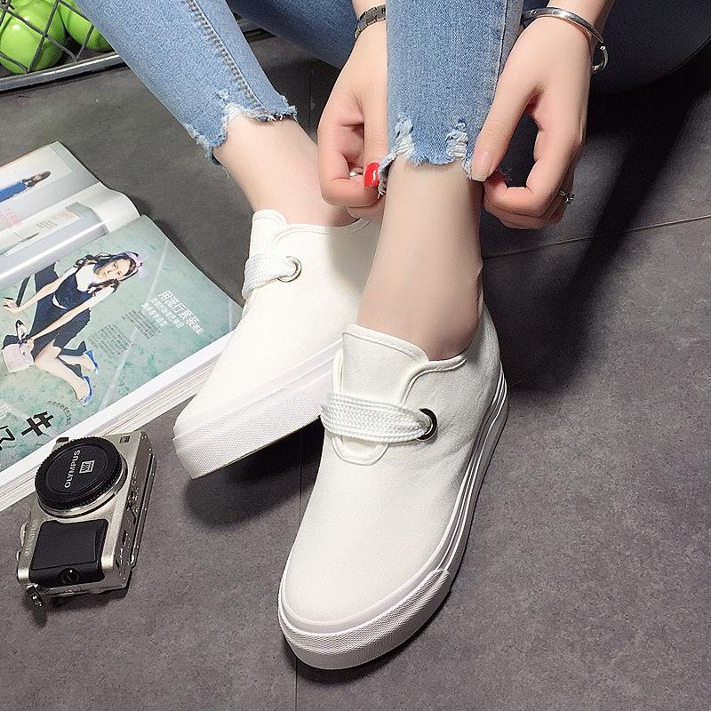 Casual Canvas Creepers Lace-up Women Platform Sneakers
