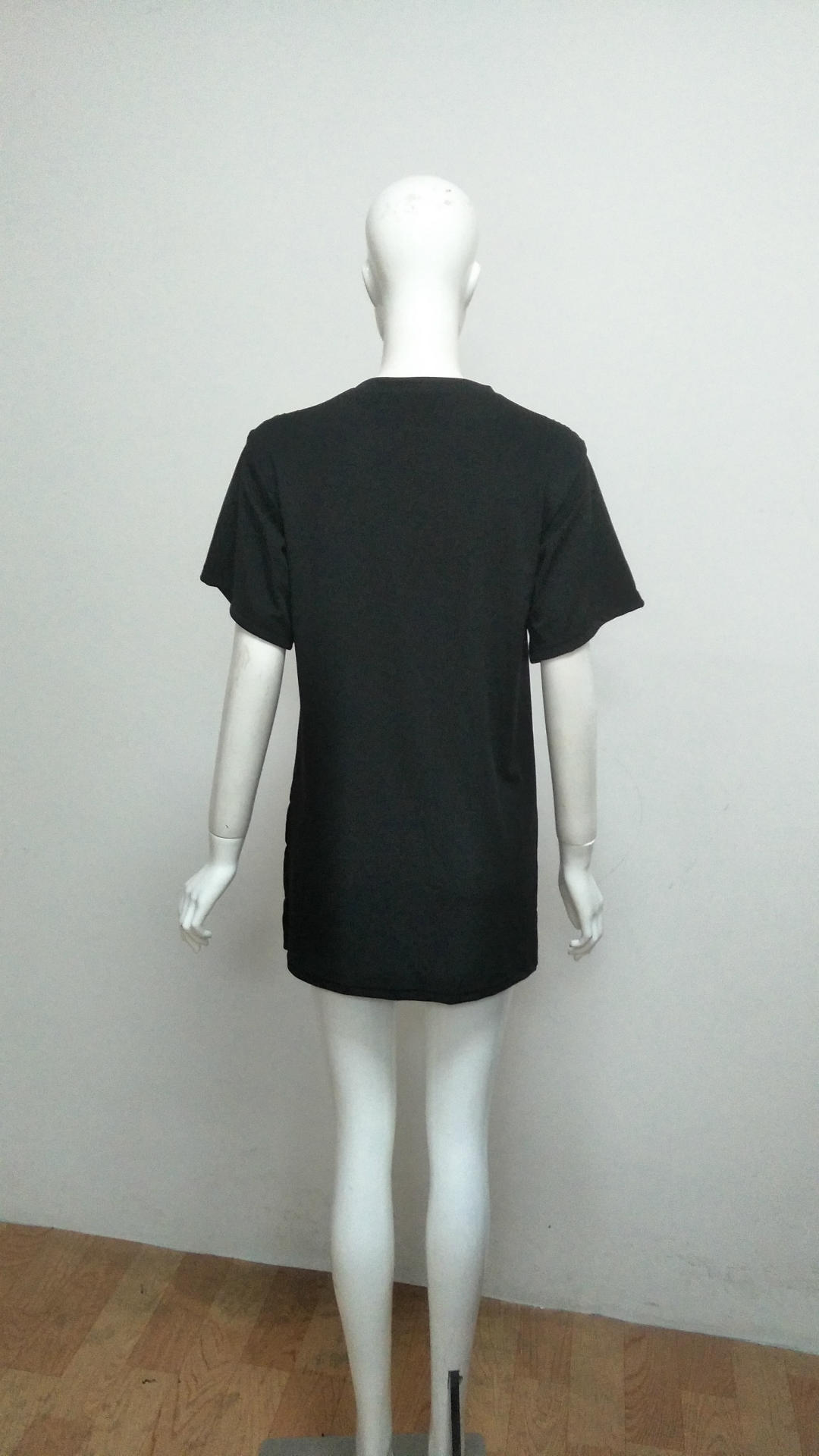 Black Print Short Sleeve Patchwork Shirt