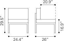 Zuo Golden Beach Middle Chair (Set of 2), White Taupe