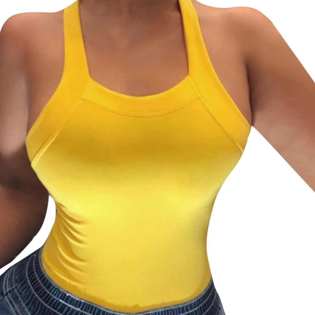 Sexy Plain Tight Halter Vest