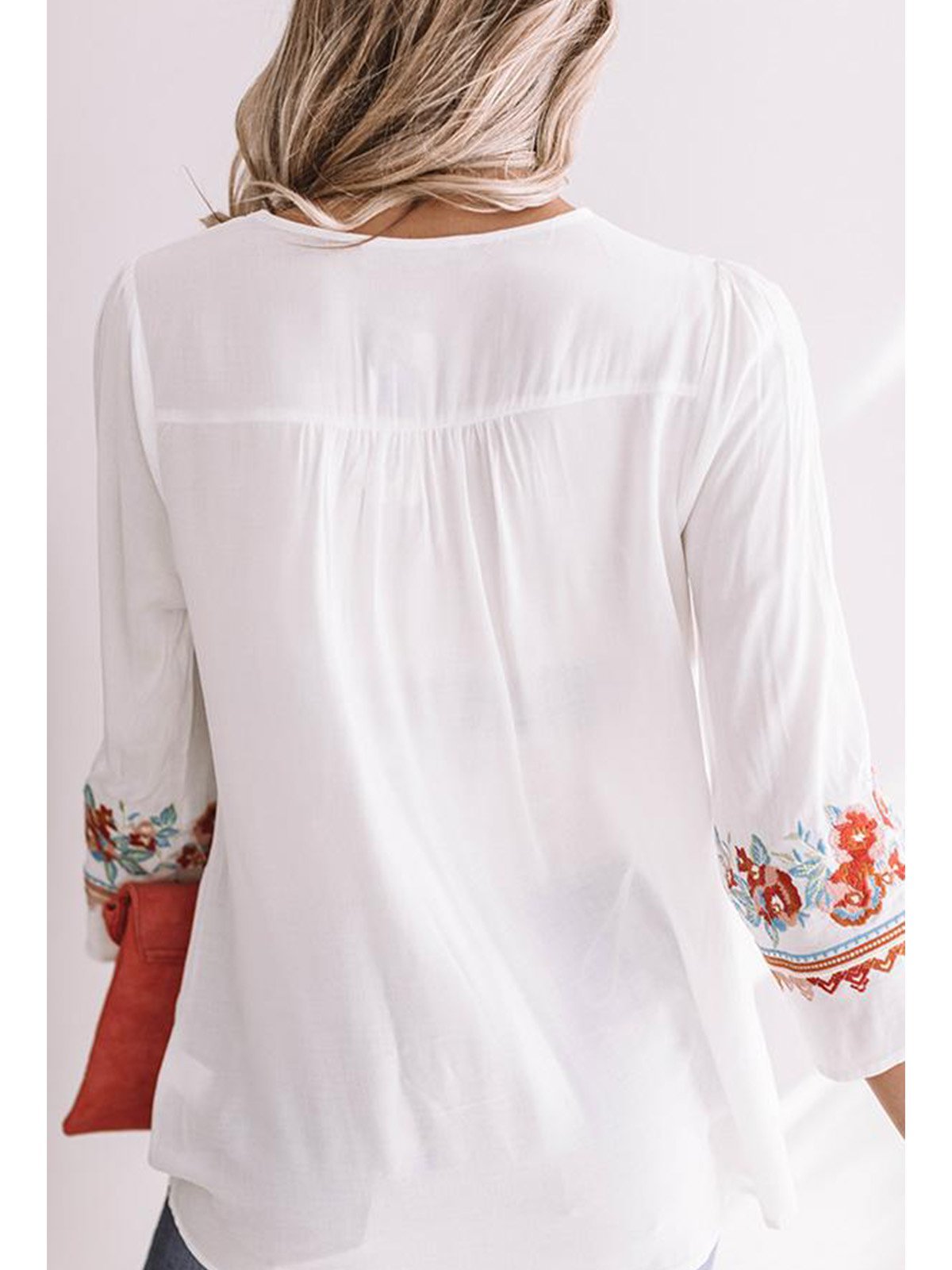 Women Casual V Neck Tops Tunic Blouse Shirt