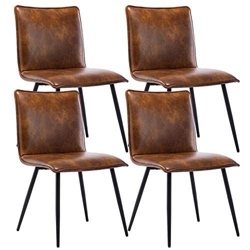Set of 4 Side Chair for Dining Room Living Room Yellowish-Brown