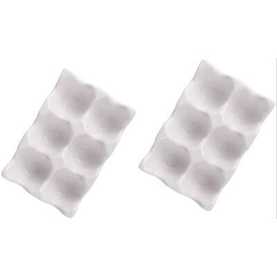 Ceramic Egg Holder, Cups Chicken Egg Trays, Egg Storage Organizer for Refrigerator Countertop Display Prep Savour Color: W