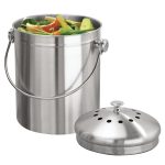 iDesign Brushed Stainless Steel 1.3-gal. Kitchen Countertop Compost Bin with Charcoal Filters