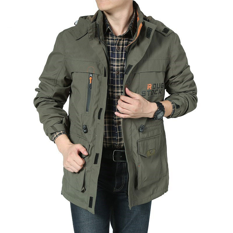 New Arrival Outdoor Casual Windbreaker Jacket Spring Wear-resistant Waterproof Pocket Retro Work Clothes Long Men's Jackets Male