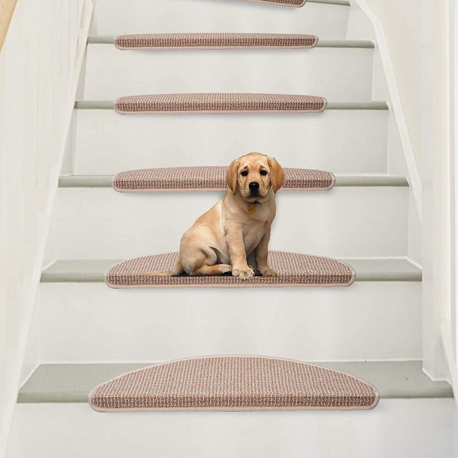 Qingbei Rina Carpet Stair Tread Mats, Non-Slip, Brown