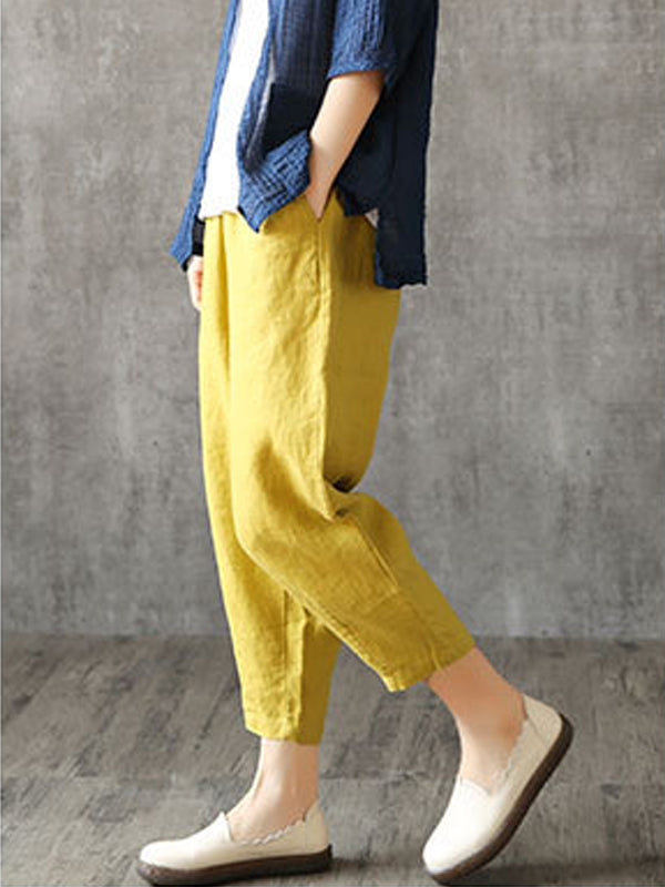 Cotton Linen Plus Size Loose Pants for Women