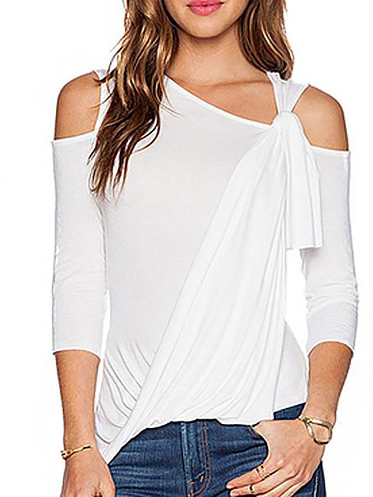 Paneled Cold Shoulder T-Shirt