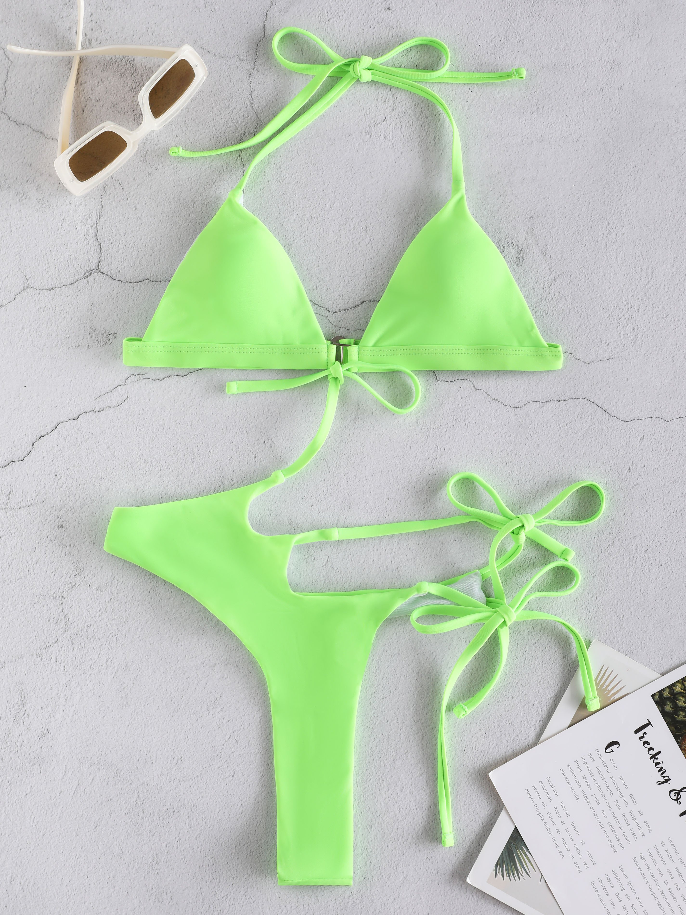 Side Cut Out Straps One-Piece Swimwear